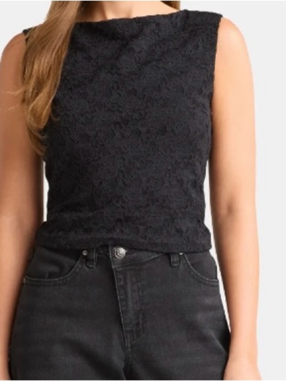 Steve Madden Black Lace Sleeveless stretch top